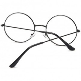 Round Fashion Vintage Retro Metal Frame Clear Lens Glasses Eyewear Eyeglasses Black Oversized Round Circle Eye - Black - CZ19...