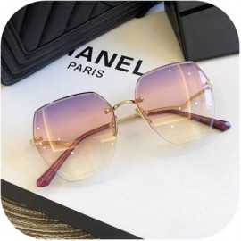 Goggle Fashion RimlSunglasses Women Big Luxury Er UV400 Glasses Female Gradient Shades Accessories - Purple Pink - CM198AHA65...