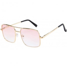 Oversized Military Style Classic Oversized Sunglasses Square Metal Frame 100% UV protection - Light Pink - CN18U88A6EK $8.92