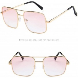 Oversized Military Style Classic Oversized Sunglasses Square Metal Frame 100% UV protection - Light Pink - CN18U88A6EK $8.92