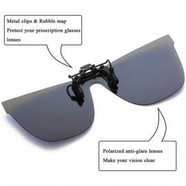 Rimless Polarized Clip-on Sunglasses Over Prescription Glasses Anti-Glare UV Protection Flip-up Sun Glasses - Grey - CC1960T2...