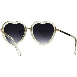 Oversized Glittery Heart Shape Sunglasses Sparkly Love Fashion Womens Shades UV 400 - Clear - C8188RTNE8S $8.57