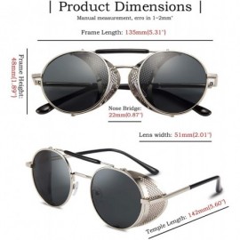 Round Steam Punk Sunglasses for Men Women Side Shield Round Steampunk Vintage Glasses Shades B2518 - 06 Silver Grey - C818A40...