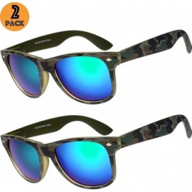 Rectangular Camo Print Mirror Lens Rubber Sunglasses Camouflage for Men Women - Exquisite Packaging - 23 Forest Camo - CF195I...