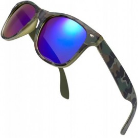 Rectangular Camo Print Mirror Lens Rubber Sunglasses Camouflage for Men Women - Exquisite Packaging - 23 Forest Camo - CF195I...