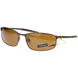 Rectangular Polarized Mens Minimal Metal Frame Narrow Rectangular Sport Sunglasses - Brown - CE11YAXKWVB $10.62