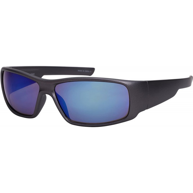 Sport Men's Full Frame Sports Sunglasses w/Color Mirror Lens 570080-REV - Matte Grey - CB12FTCOWVN $8.18