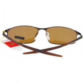 Rectangular Polarized Mens Minimal Metal Frame Narrow Rectangular Sport Sunglasses - Brown - CE11YAXKWVB $10.62