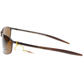 Rectangular Polarized Mens Minimal Metal Frame Narrow Rectangular Sport Sunglasses - Brown - CE11YAXKWVB $10.62