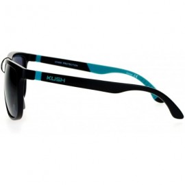 Square KUSH Sunglasses Thin Square Frame Rubber End Temple Matte Black - Black Teal - C2188OR6TRU $11.91