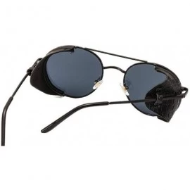 Round Fashion ladies sunglasses punk metal round frame leather windproof edge UV400 - CN198UTA75W $20.20