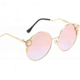 Sport Classic Retro Designer Style Round Frame Pearl Sunglasses for Women Metal Resin UV 400 Protection Sunglasses - CY18SARY...