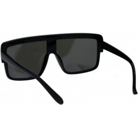 Square Retro Futuristic Sunglasses Flat Top Square Oversized Shades UV 400 - Black (Silver Mirror) - CU18GNK5RQD $9.84