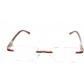 Rectangular Super Lightweight Reading Glasses Free Pouch HalfRim - Shiny Burgundy Crystal - CI12O2811VU $18.73