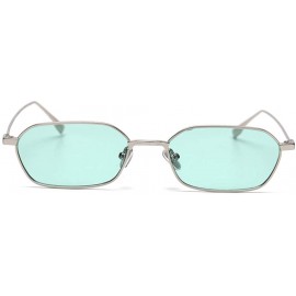 Square Retro Rectangle Sunglasses Women Small Male Sun Glasses for Men Metal Gifts Item - Silver With Green - CH18X2XSHLX $8.53