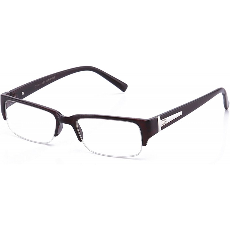 Square Unisex Clear Lens Sleek Half Frame Slim Temple Fashion Glasses - 1841 Super Brown - CJ11T161SJN $9.67