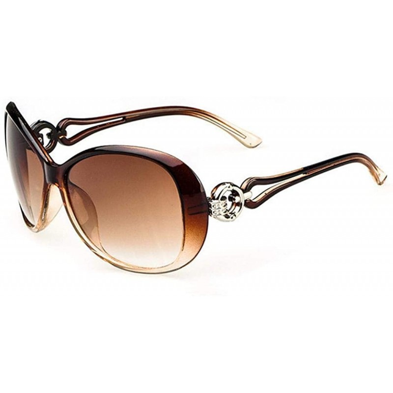 Oval Women Fashion Oval Shape UV400 Framed Sunglasses Sunglasses - Coffee - C218UNR4KMG $14.89