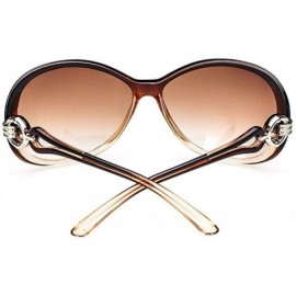 Oval Women Fashion Oval Shape UV400 Framed Sunglasses Sunglasses - Coffee - C218UNR4KMG $14.89