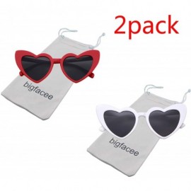 Goggle Love Heart Shaped Sunglasses for Women - Vintage Cat Eye Mod Style Retro Glasses - Redwhite - C118DLK5L3O $14.70