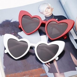 Goggle Love Heart Shaped Sunglasses for Women - Vintage Cat Eye Mod Style Retro Glasses - Redwhite - C118DLK5L3O $14.70