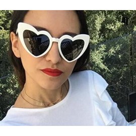 Goggle Love Heart Shaped Sunglasses for Women - Vintage Cat Eye Mod Style Retro Glasses - Redwhite - C118DLK5L3O $14.70