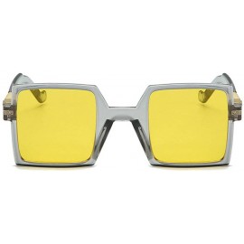 Square Ultra light fashion Lady Brand Designer Square Sunglasses Vintage men Sun glasses UV400 - Yellow - CO18S56USIE $10.69