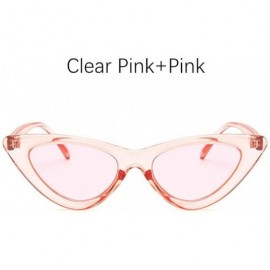 Cat Eye Fashion Sunglasses Vintage Triangular Glasses - Clear Pink Pink - C0199D4ZHNI $13.57