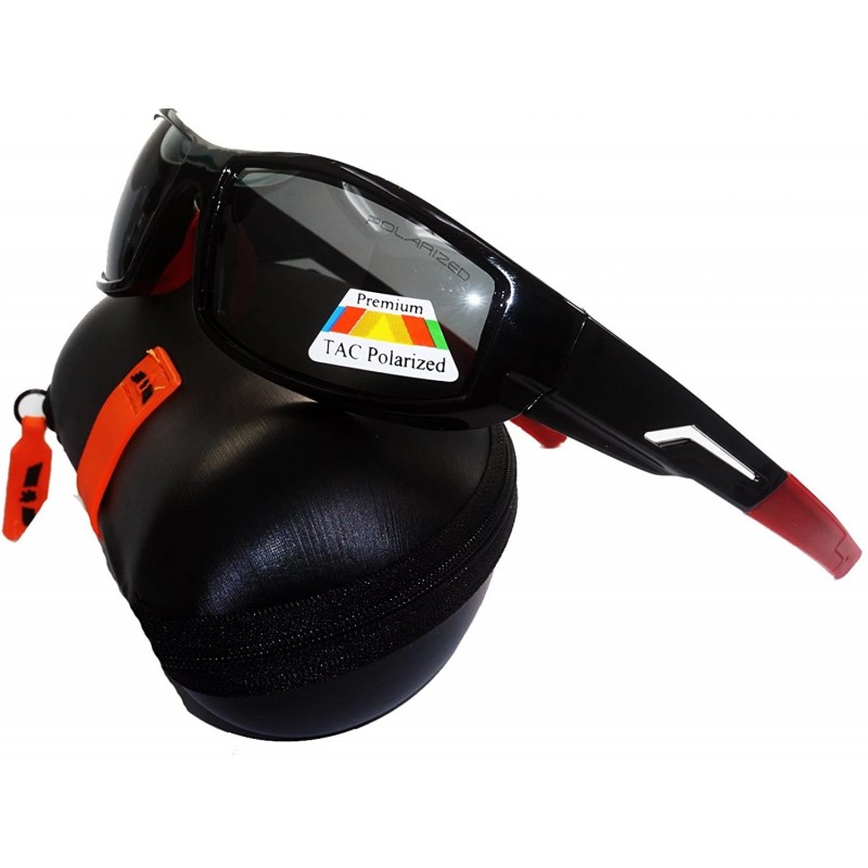 Sport Polarized Lens Sports Sunglasses - C398PL-Blk-Red - Black-red - CI18C3G98YZ $12.08