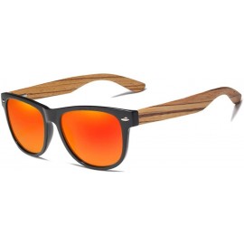 Oval Natural Wood Polarized Sunglasses Mirror Lens Retro Wooden Frame Women Driving Sun Glasses - Gray Zebra Wood - CF194OE7H...