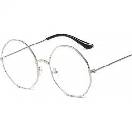 Oversized Retro Metal Frame Clear Lens Glasses Nerd Geek Eyewear Eyeglasses Oversized Round Circle Eye Transparent - Gold - C...