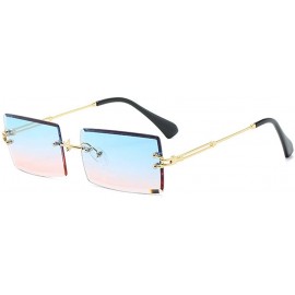 Square Frameless Cut Edge Square Sunglasses Men and Women Small Color Sun Glasses - Tt - C018Y6AGE5T $11.38