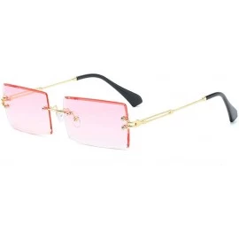 Square Frameless Cut Edge Square Sunglasses Men and Women Small Color Sun Glasses - Tt - C018Y6AGE5T $11.38