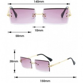 Square Frameless Cut Edge Square Sunglasses Men and Women Small Color Sun Glasses - Tt - C018Y6AGE5T $11.38