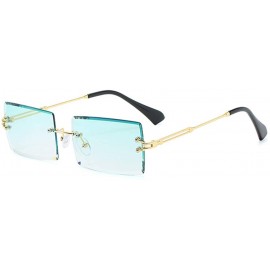 Square Frameless Cut Edge Square Sunglasses Men and Women Small Color Sun Glasses - Tt - C018Y6AGE5T $11.38