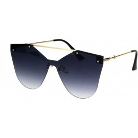 Rectangular Womens Retro Futuristic Rimless Butterfly Shield Sunglasses - Gold Smoke - CQ18L3NLM2O $12.64