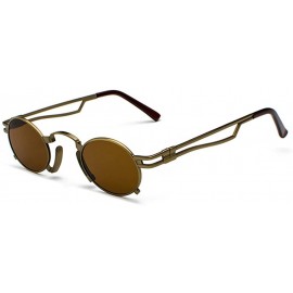 Oval Men's & Women's Sunglasses Vintage Oval Metal Frame Sunglasses - Bronze Box Tea - C218EWI45XD $13.26