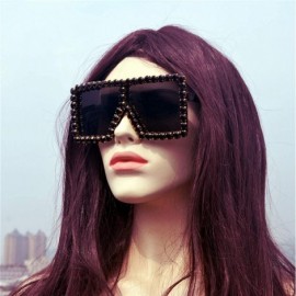 Oversized Oversized Candy Square Sunglasses Rhinestone Vintage Retro Beach Party Women Mirror Glasses - Black - CT18TR5DY6G $...