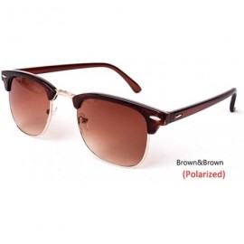 Oval Semi-Rimless Sunglasses Women Men Polarized Retro Eyeglasses - C15 Brown - CX194O7SZN2 $17.94