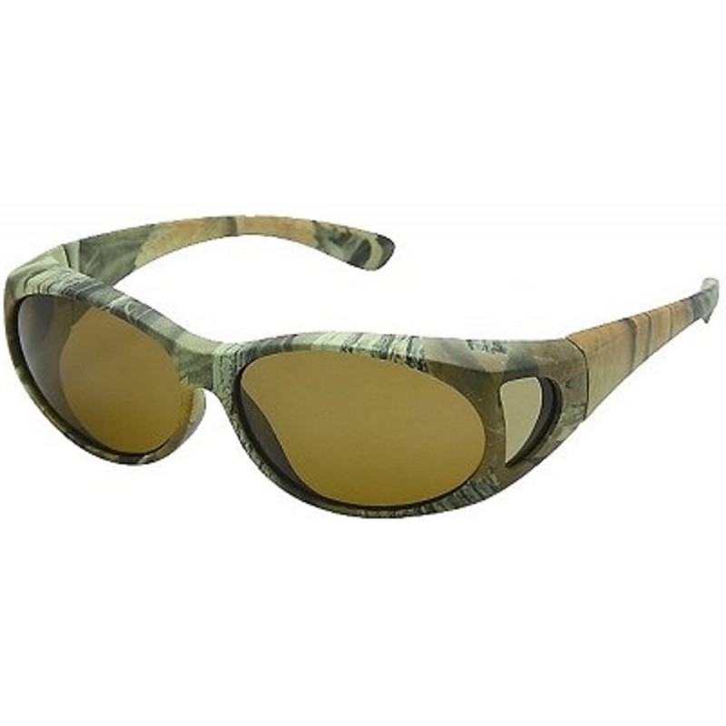 Wrap Unisex Polarized Fit Over Camouflage Sunglasses Wear Over Eyeglasses - Green Camo - CG12IF2Y1FV $16.02