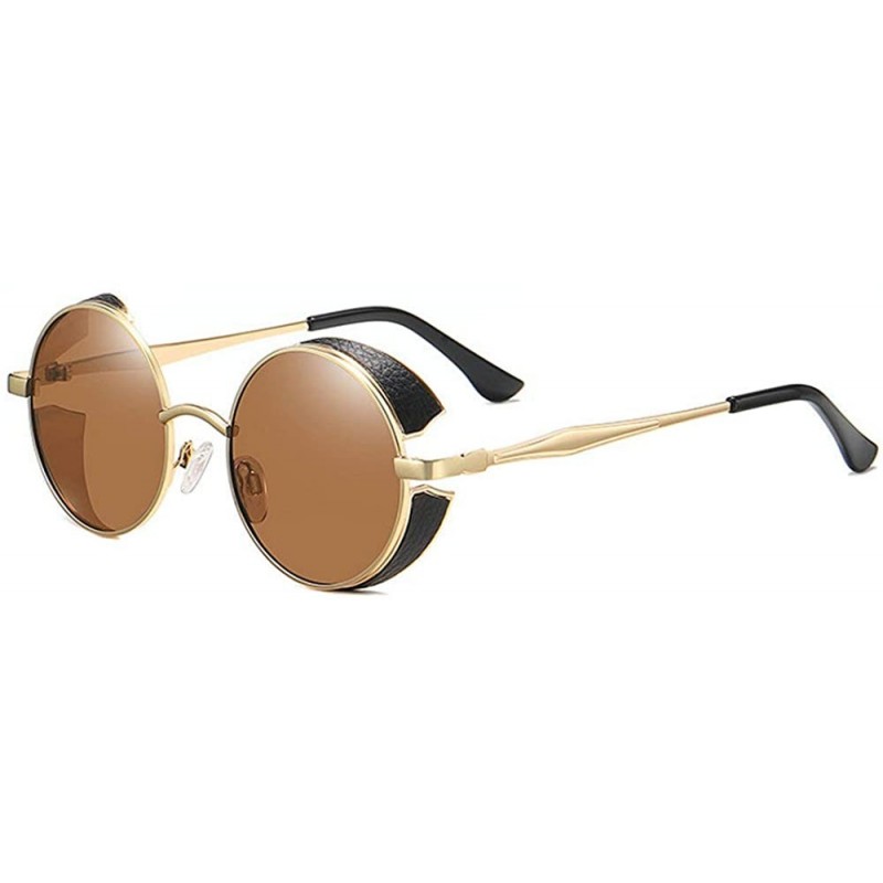 Round 2020 new round frame polarizer retro fashion classic punk sunglasses unisex - Tea - CI190GUWZXA $11.71