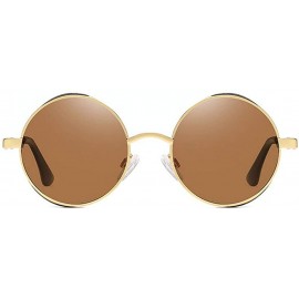 Round 2020 new round frame polarizer retro fashion classic punk sunglasses unisex - Tea - CI190GUWZXA $11.71