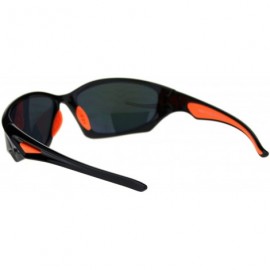 Sport Mens Classic 90s Aerodynamic Plastic Sport Warp Around Sunglasses - Black Orange Fuchsia Mirror - CA18RRQZL9M $10.77