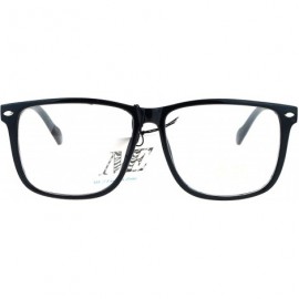 Rectangular Mens Classic Thin Plastic Horned Rim Hipster Sunglasses - Clear Lens Black - CL12NZI55KU $7.75