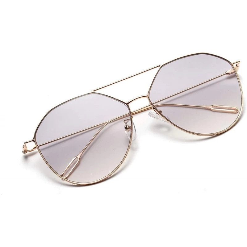 Cat Eye Sunglasses for Women - Cat Eye Mirrored Flat Lenses Metal Frame Sunglasses UV400 - Gray - CH18S3MR6DS $7.91