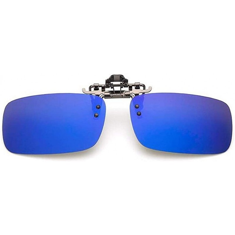 Rimless Men Mirror UV400 Polarized Clip on Glasses square Lens Women clip Eyewear - Blue - CJ17AAX5L68 $11.23