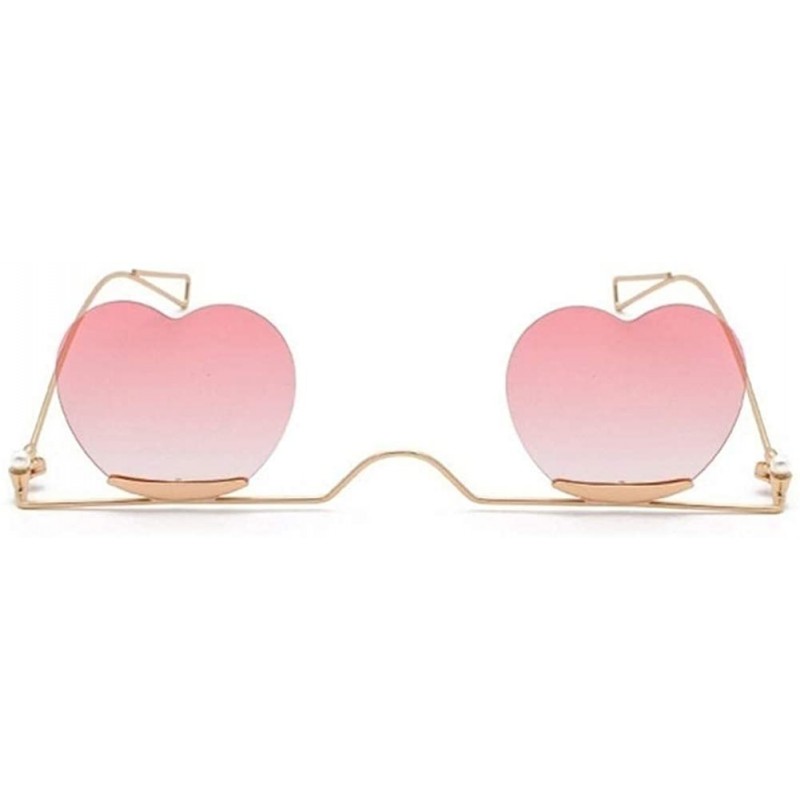 Rimless Heart Sharp Sunglasses for Women Rimless Cat Eye Sun Glasses Shades - Gold Pink - C31906DY38S $14.06