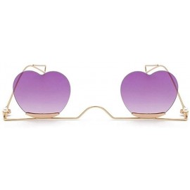 Rimless Heart Sharp Sunglasses for Women Rimless Cat Eye Sun Glasses Shades - Gold Pink - C31906DY38S $14.06