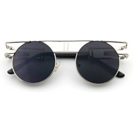 Oversized Luxury Sunglasses Over your Imagine Style Love It to Death Model Round Lens - Silver/Black - CU11ZIRI0Y5 $13.01