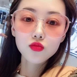 Round Women Fashion Eyewear Round Transparent Sunglasses with Case UV400 - Transparent Pink Frame/Pink Lens - CX18WSOEDGM $8.28