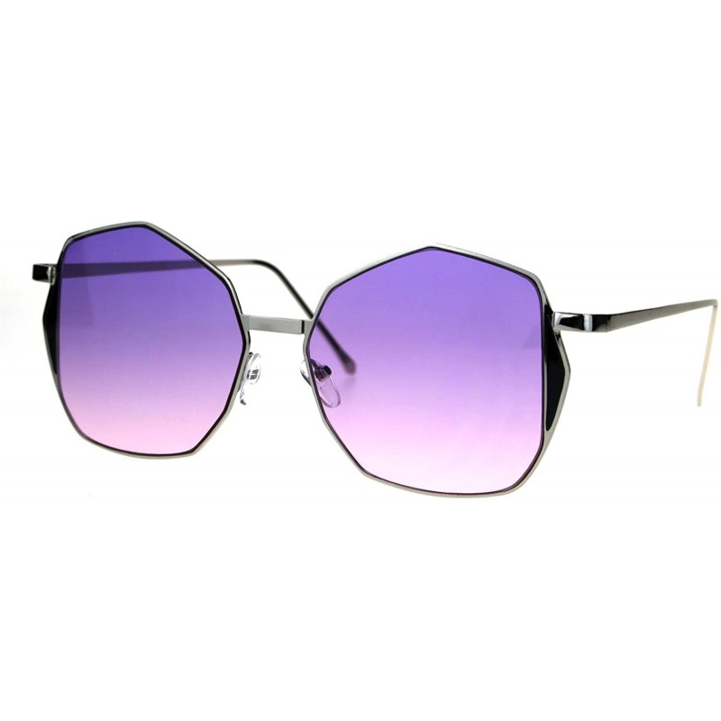 Butterfly Womens Oceanic Gradient Octagon Retro Hippie Butterfly Sunglasses - Silver Purple Pink - CM1864YNUMW $14.85